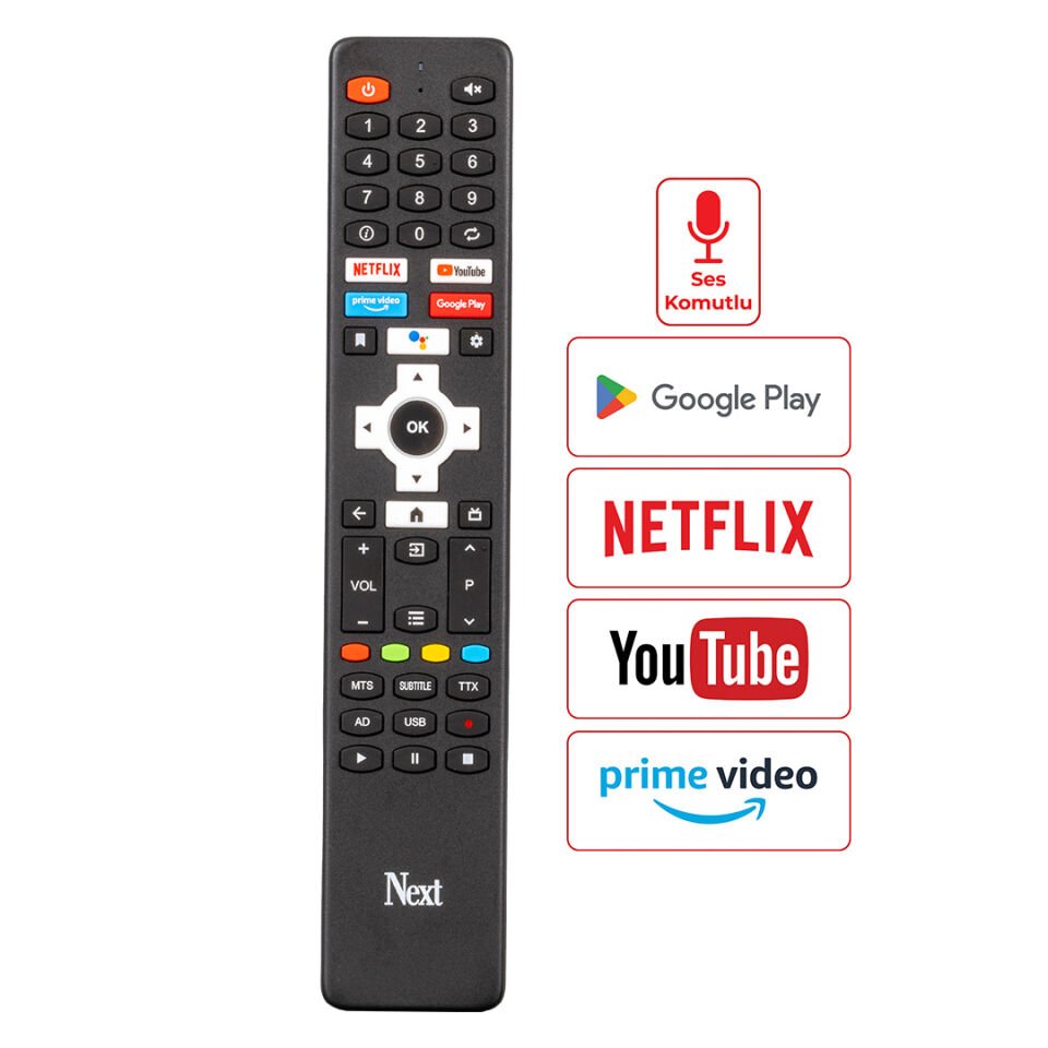 Ayt Weko Kl Next Vivax Conti Netflix Youtube Prime Video Google Play Tuşlu Ses Komutlu Lcd Led Tv Kumandası