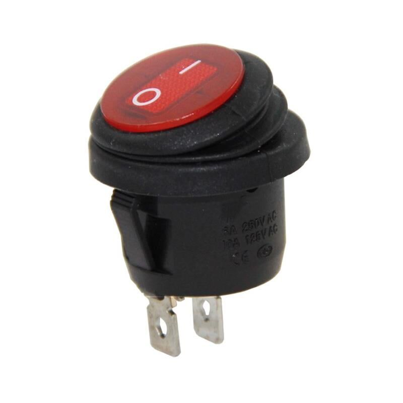 Ayt IC-133W Yuvarlak Işıklı Su Geçirmez 2 Pin On Off Anahtar Aç Kapa Düğme Buton 19x36 mm