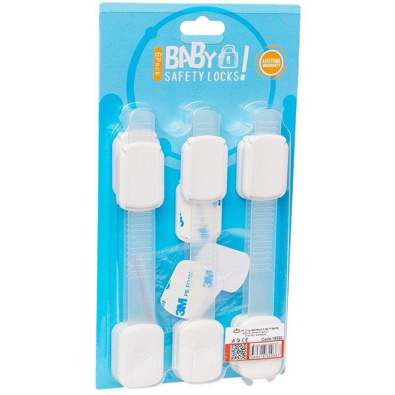 Powermaster PM-19330 Dolap Çekmece Kilitli Kemer 6 lı Set Çocuk Bebek Güvenlik Eşya Sabitleyici