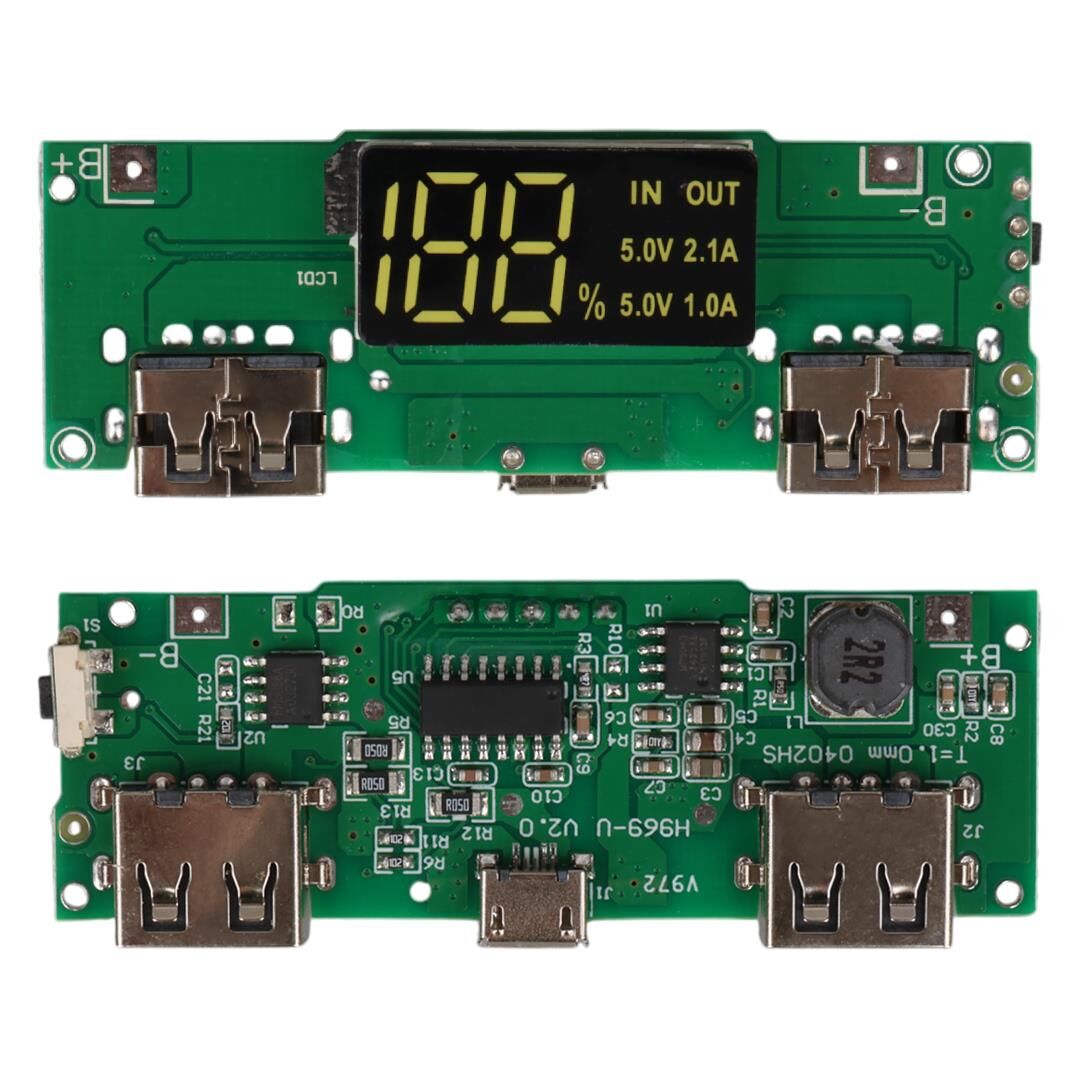 Ayt Weko WK-22851 Lityum Pil Powerbank Şarj Modülü Dijital Ekranlı İki Port 5V-2.4A Powerbank Ekran Çıkış Devre Kartı