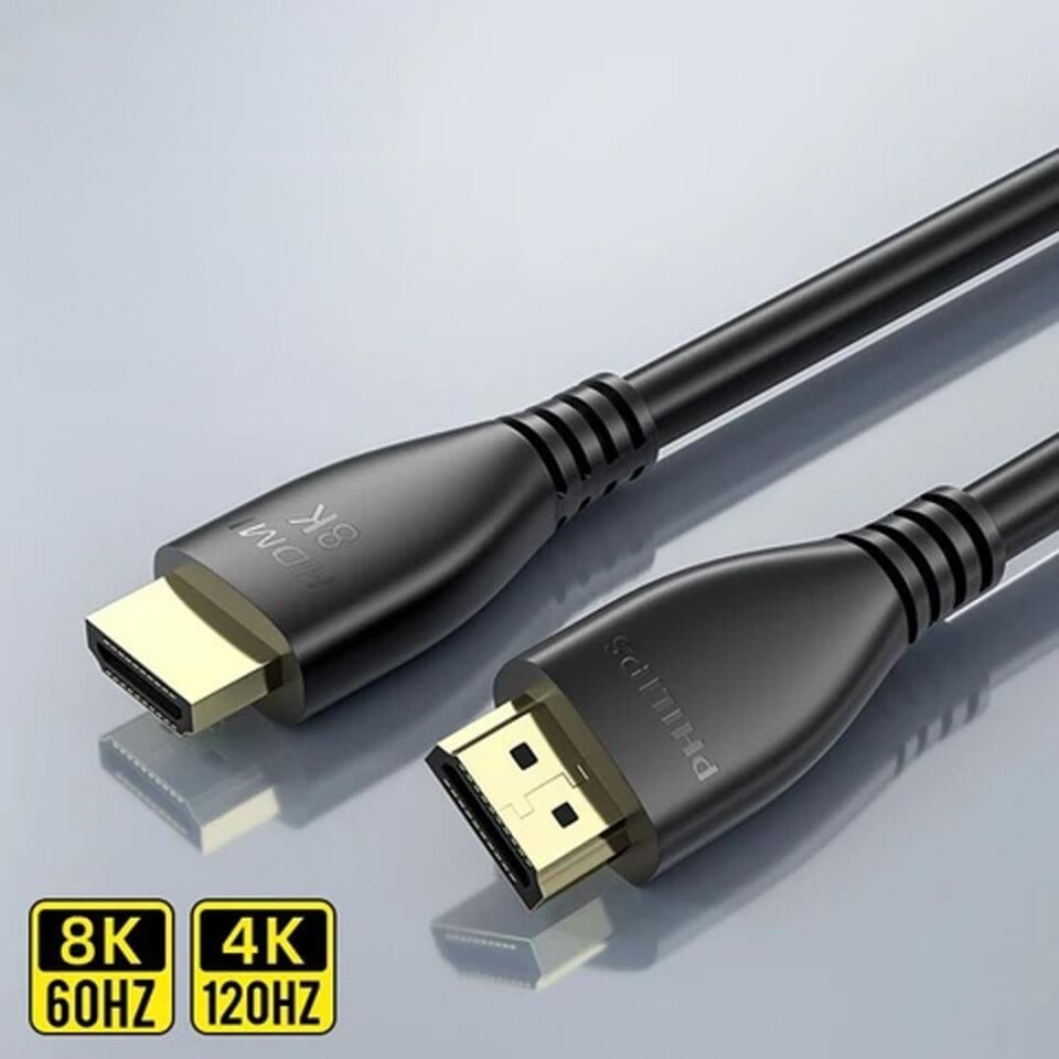 Philips 1.5 Metre 8K-60HZ 4K-120HZ V2.1 Hdmı Görüntü Kablosu SWV7250/93-T-1.5 Uydu Cihazı Pc Bilgisayar Görüntü Kablosu