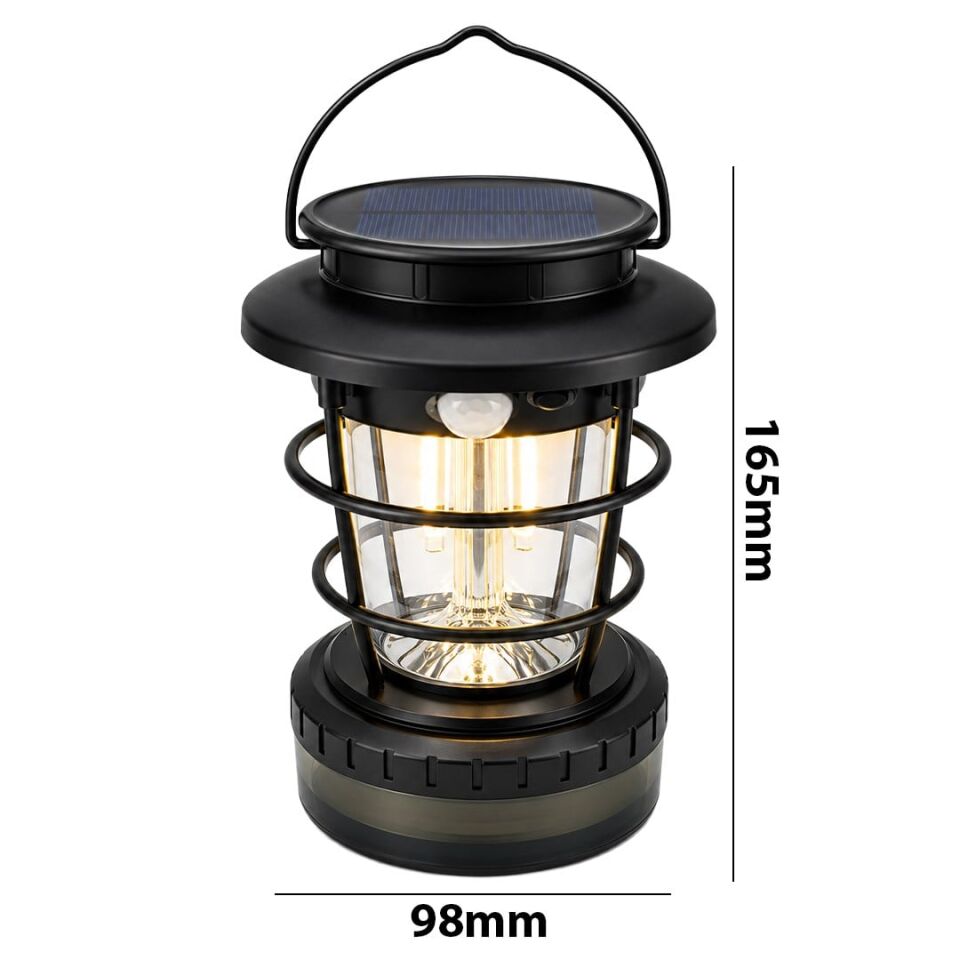 Powermaster HOP-8819 Solar Güneş Enerjili Sensörlü Kamp Lambası Nostalji Led Lamba Aydınlatma