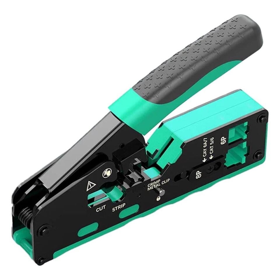 Powermaster Pm-24016 Rj11 Ej45 Telefon Ethernet İnternet Jack Soketi Yeni Nesil Açık Uçlu Fazlalık Traşlayan Jak Sıkma Takma Pensesi