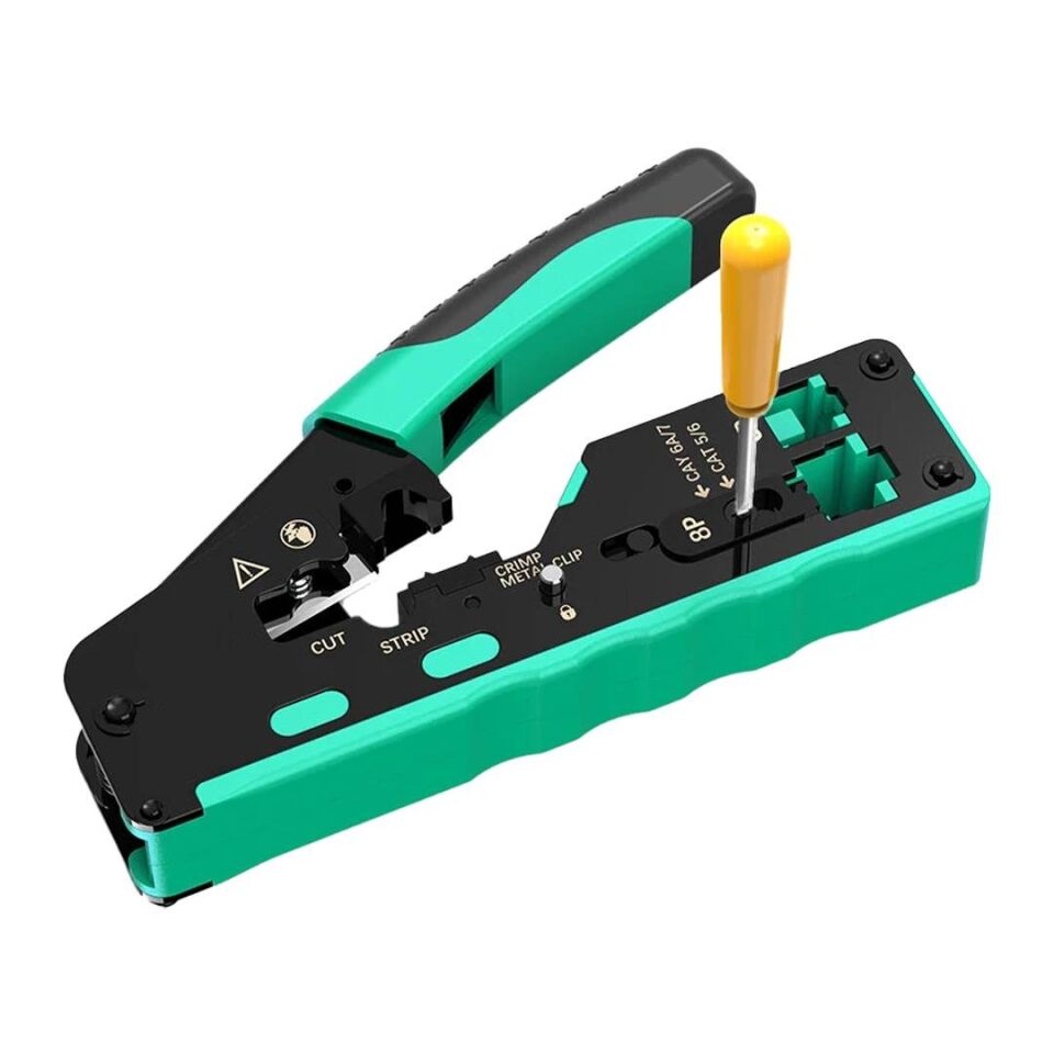 Powermaster Pm-24016 Rj11 Ej45 Telefon Ethernet İnternet Jack Soketi Yeni Nesil Açık Uçlu Fazlalık Traşlayan Jak Sıkma Takma Pensesi