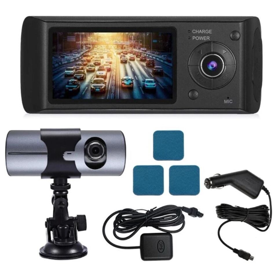 Powermaster R300 Gps li Çift Kameralı Araç İçi Dvr Kamera Set Oto Yol Kayıt Kamerası
