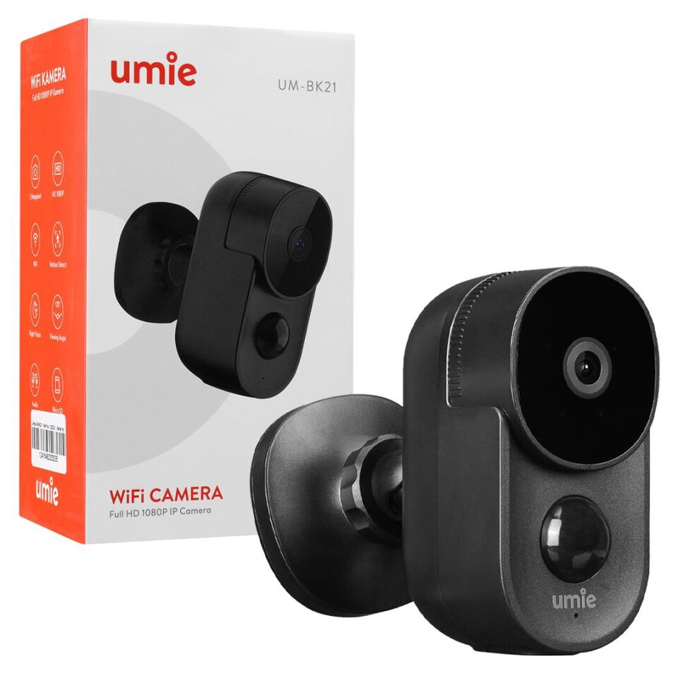 UMIE 2MP Iki Yönlü Ses TF Kart Kablosuz Tuya Destekli Akıllı IP Kamera 6700 Mah Bataryalı (UM-BK21 Siyah)