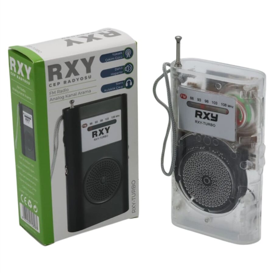 Roxy RXY-Turbo Cep Tipi Mini Analog FM Radyo Küçük El Radyosu Mutfak Radyo Deprem Çantasına Uygun