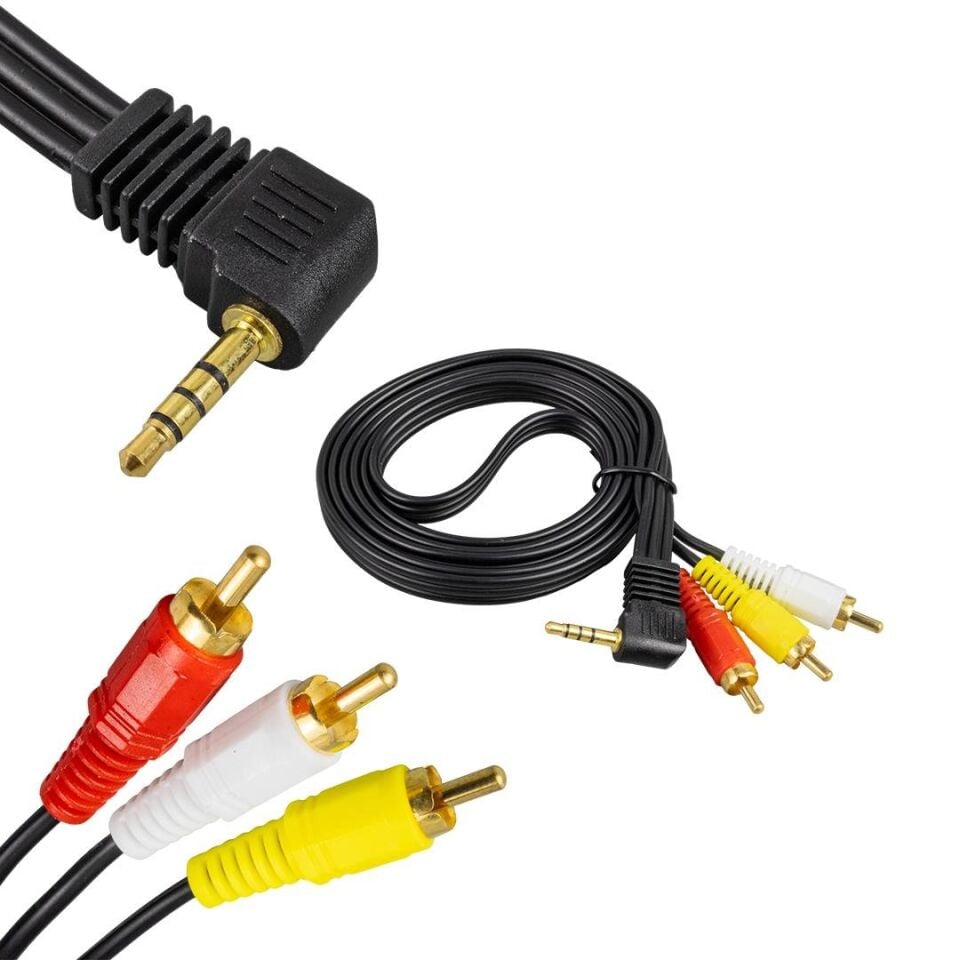 Uydu Alıcısı AV Kablo 3.5 Mm Stereo Erkek - 3 Rca Silikonlu 1.2 Metre Kablo Uzun Jack