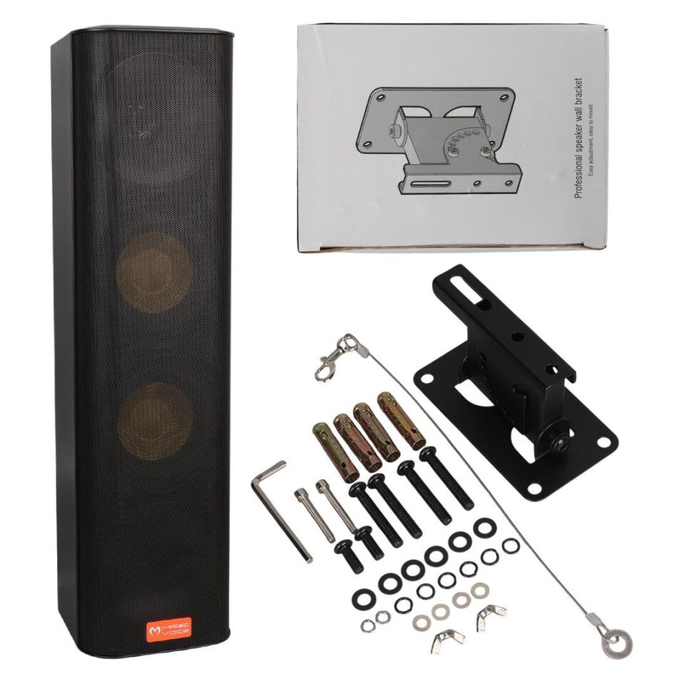 Ayt Magicvoice MV-28 1 Adet 40 Watt Komütatörlü Hat Trafolu Siyah Dikey Sütun Hoparlör Tekli Okul Cami Hoparlörü