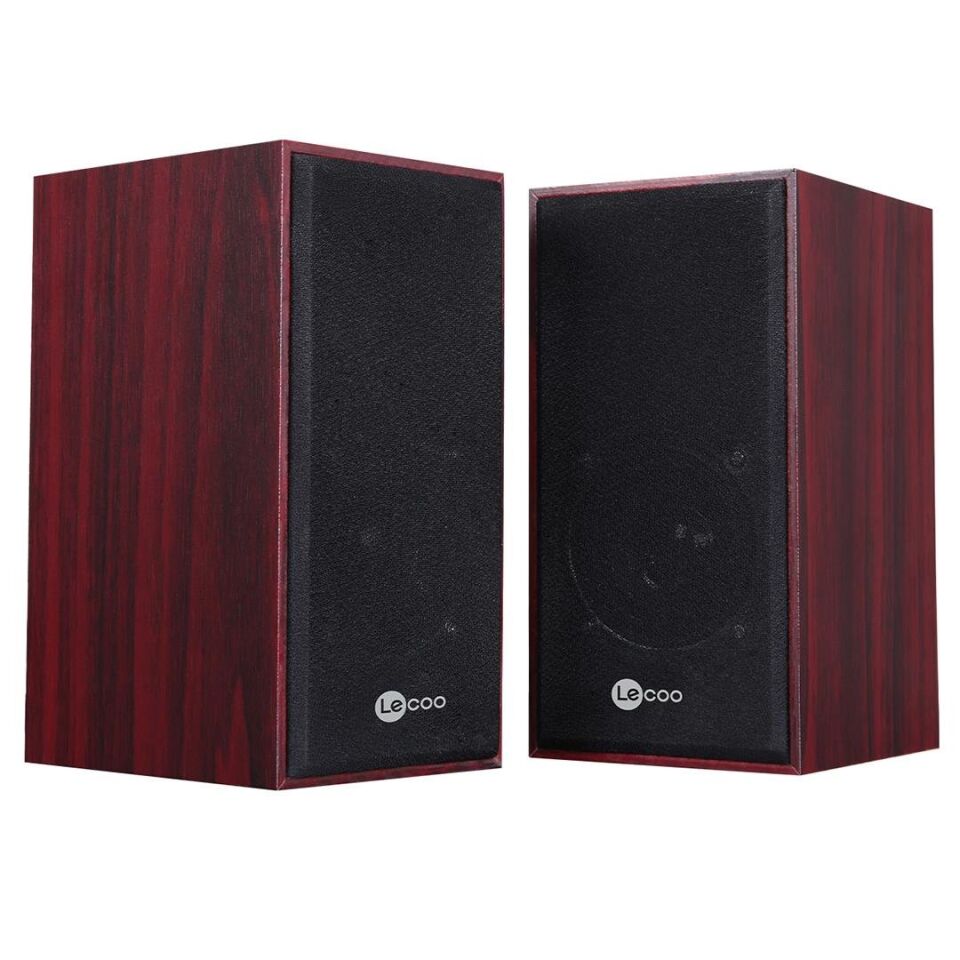 Lenovo Lecoo DS105 6W Ahşap Gövdeli Masaüstü Stereo Hoparlör - USB + 3.5Mm Jack Girişli PC Hoparlörü