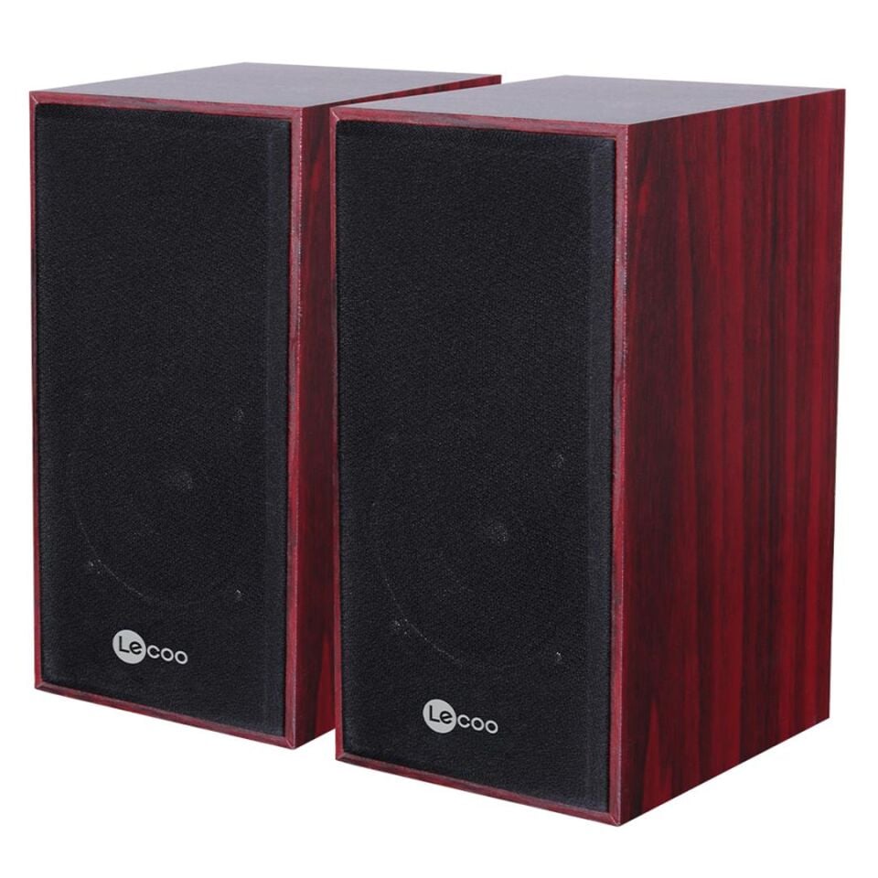 Lenovo Lecoo DS105 6W Ahşap Gövdeli Masaüstü Stereo Hoparlör - USB + 3.5Mm Jack Girişli PC Hoparlörü