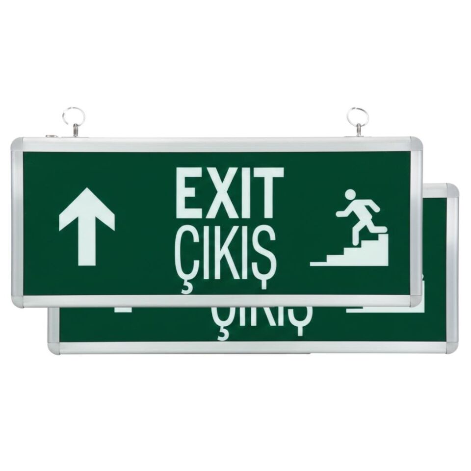 Horoz Robson HL330 3 Watt 160 Lümen Şarjlı Acil Çıkış Yukarı Merdiven Exit Çıkış Levhası Tabelası Özellikleri 2'Li Paket