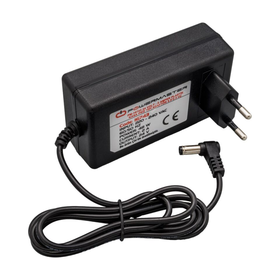 Ayt Powermaster Pm-16743 24 Volt 2 Amper 5.5 2.5 Uçlu Plastik Kasa Priz Tipi Adaptör