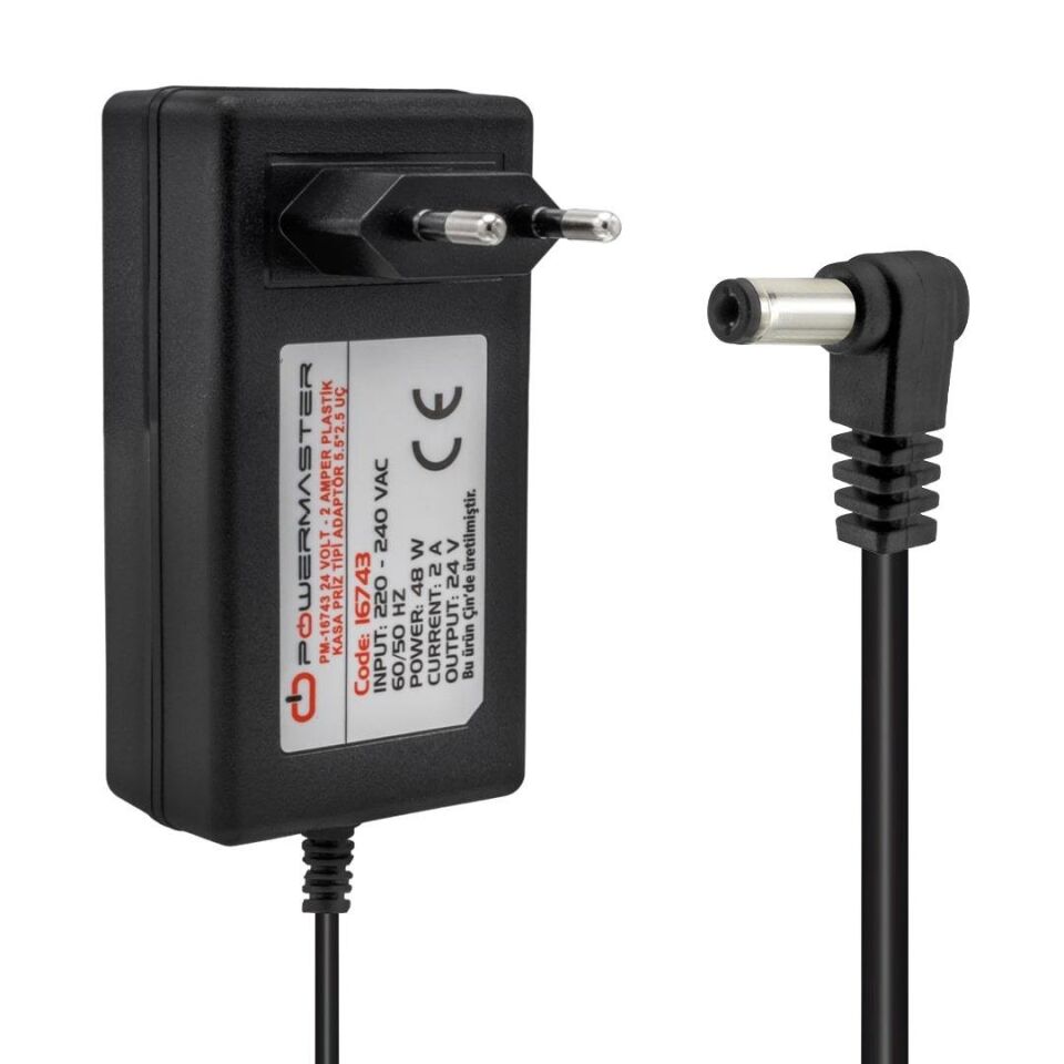 Ayt Powermaster Pm-16743 24 Volt 2 Amper 5.5 2.5 Uçlu Plastik Kasa Priz Tipi Adaptör