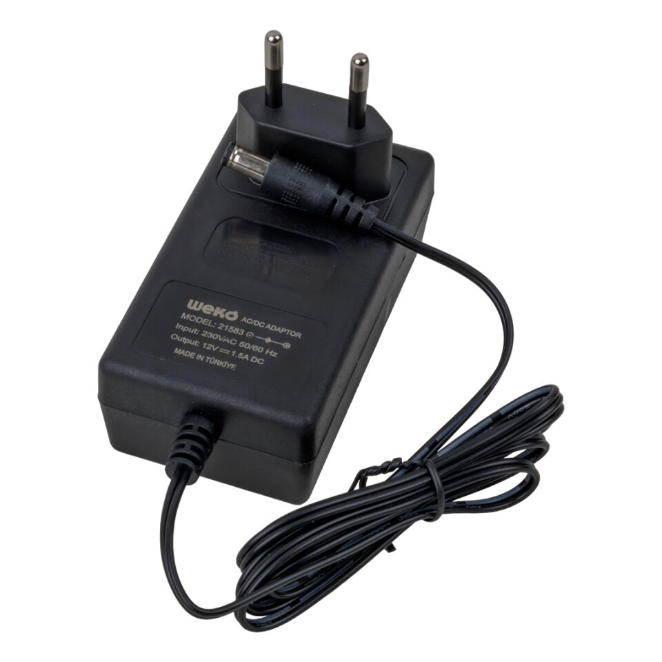 Ayt Weko 12 Volt - 1.5 Amper 5.5 2.5 Uçlu Yerli Üretim Plastik Kasa Priz Tipi Adaptör