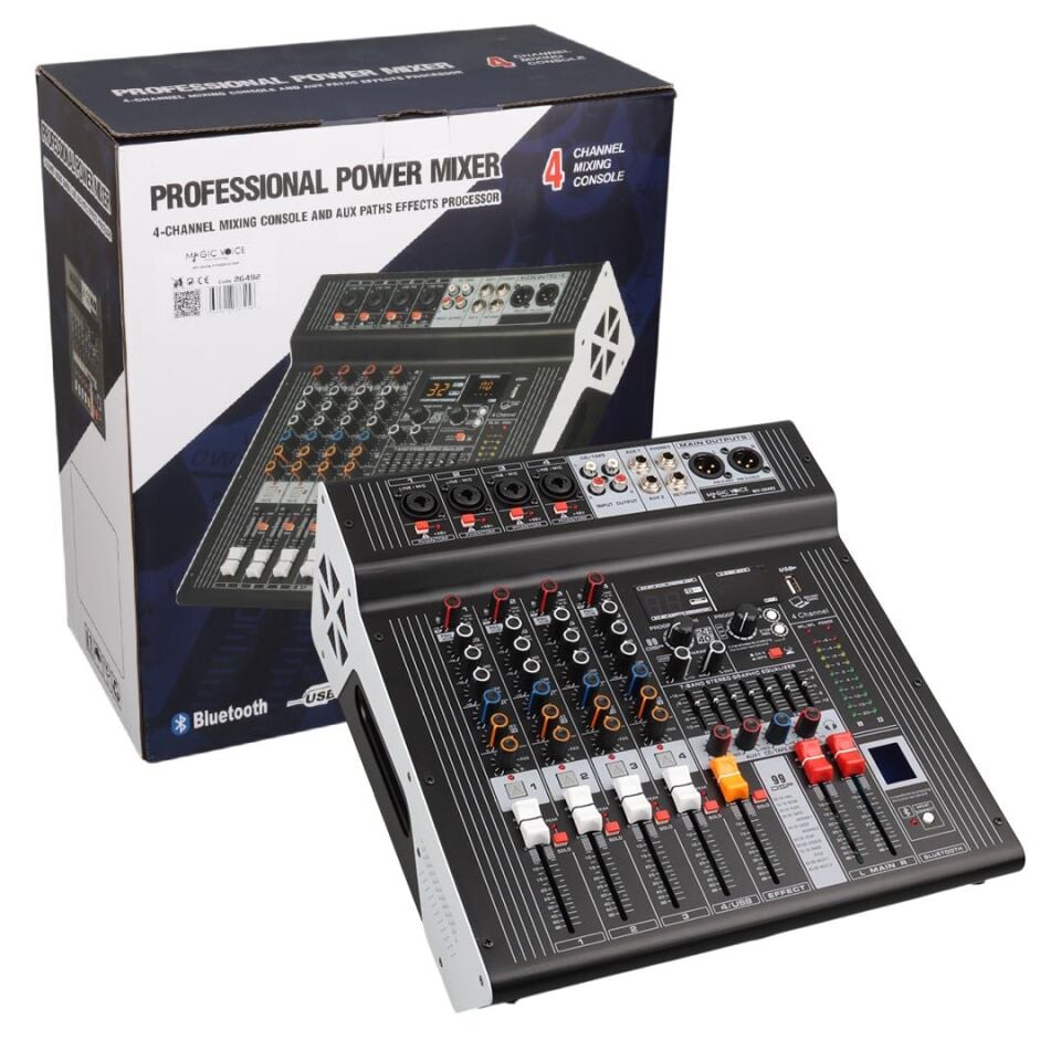 Ayt Magicvoice MV-26492 4 Kanal 2x350 Watt Usb Sd Bluetooth Power Mixer Amfi