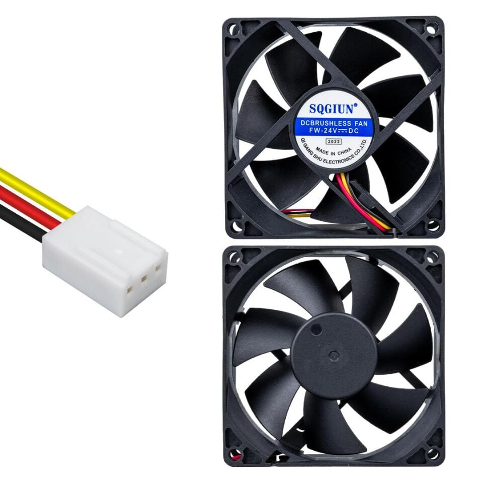 Ayt Powermaster IC-216 3 Pin Kablolu 80X80X25 Mm 24 Volt Fırçasız DC Kasa Fanı Soğutucu Fan 8x8x2.5 cm