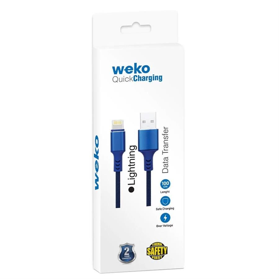 Ayt Weko WK-22025 USB To Lightning Örgülü Siyah Şarj Kablosu
