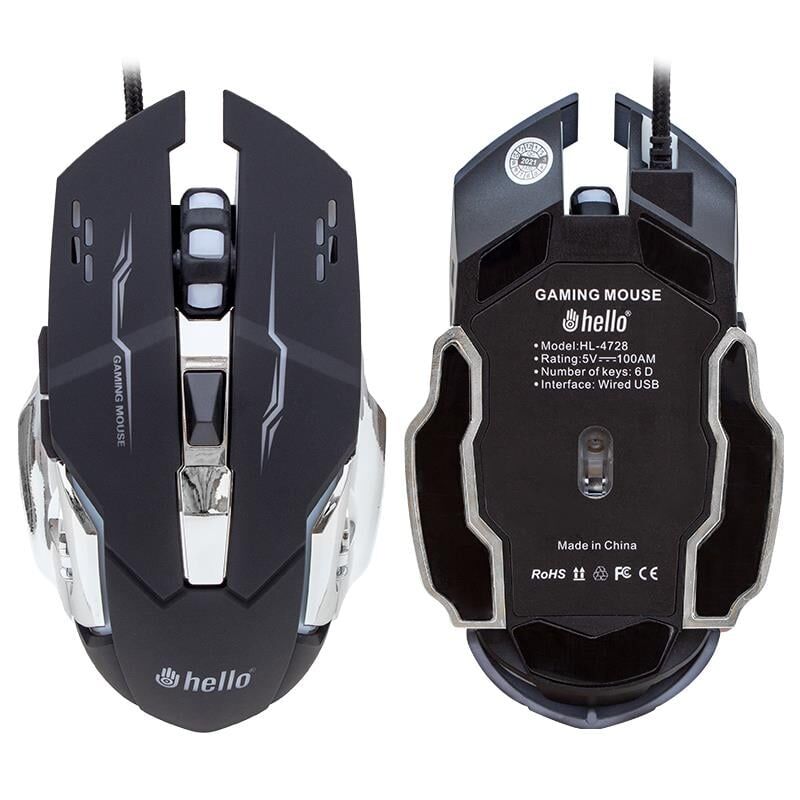 Hello HL-4728 Kablolu Oyuncu Gaming Mouse 6 Tuşlu Usb Girişli Pc Bilgisayar Mouse