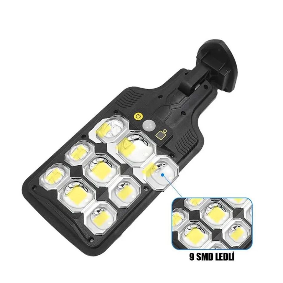Ayt Powermaster HS-8037A Solar Güneş Enerjili 63 SMD Ledli Hareket Sensörlü Sokak Lambası Led Bahçe Aydınlatması