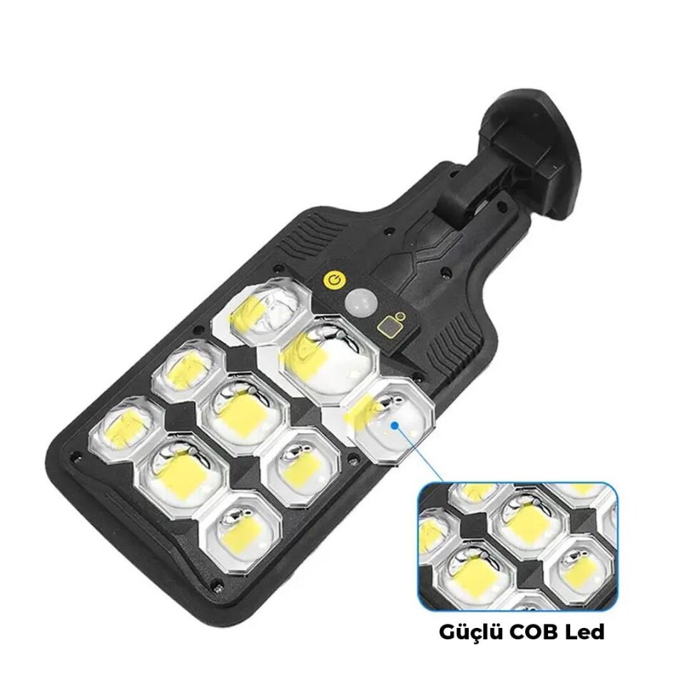 Ayt Powermaster HS-8037B Solar Güneş Enerjili Cob Ledli Hareket Sensörlü Sokak Lambası Led Bahçe Aydınlatması