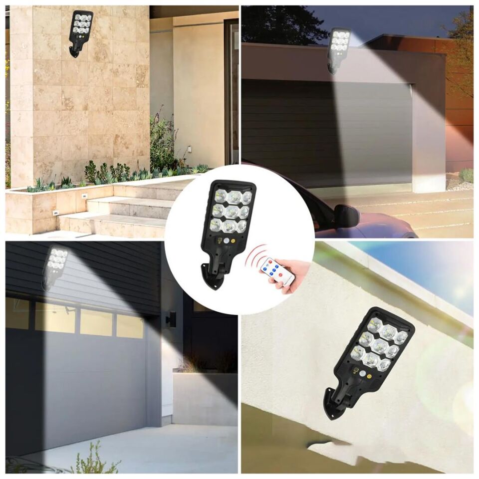 Ayt Powermaster HS-8037B Solar Güneş Enerjili Cob Ledli Hareket Sensörlü Sokak Lambası Led Bahçe Aydınlatması