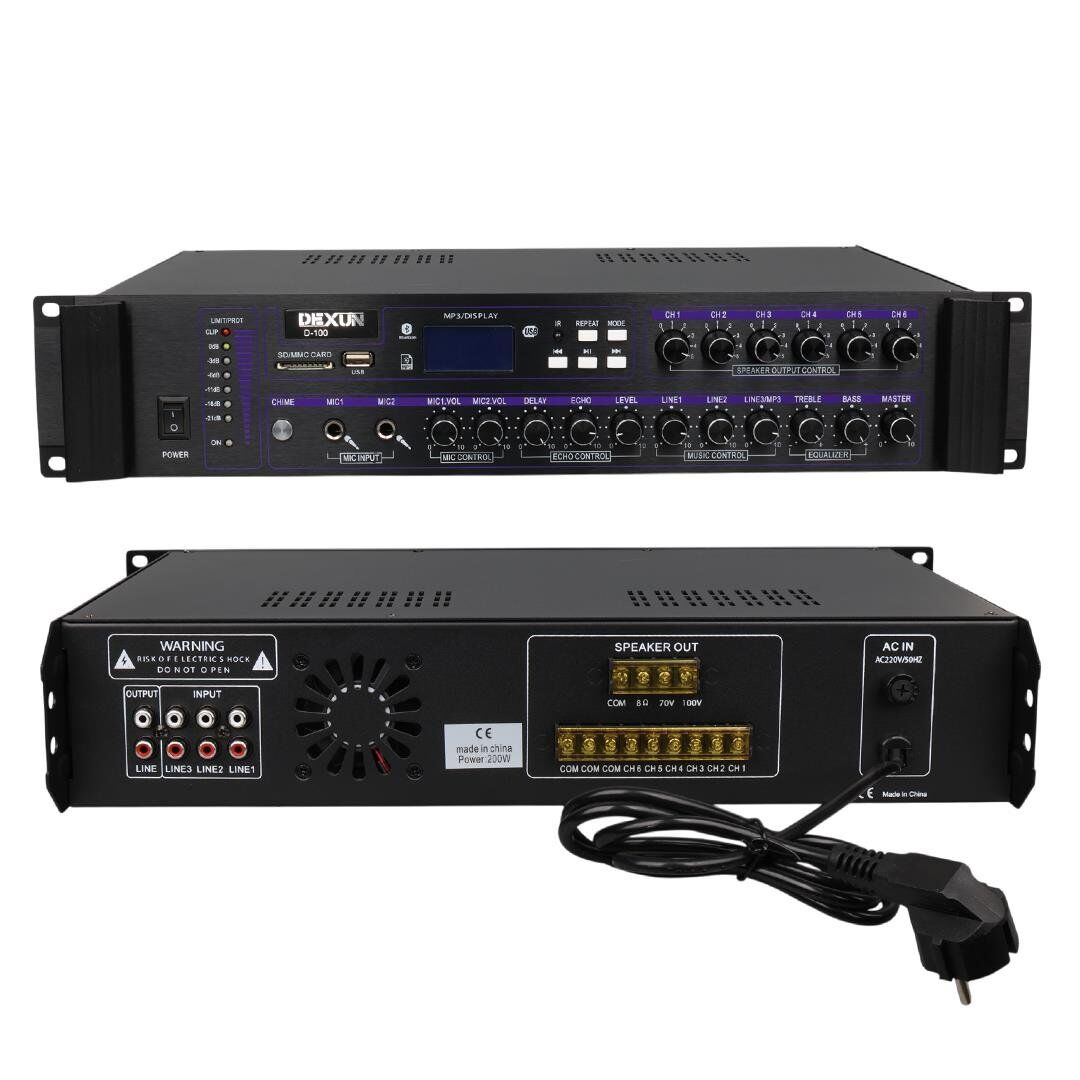 Dexun D-100 60W Usb Sd Bluetooth Kart Girişli 100V Hat Trafolu Anfi 4-16 Ohm Amfi