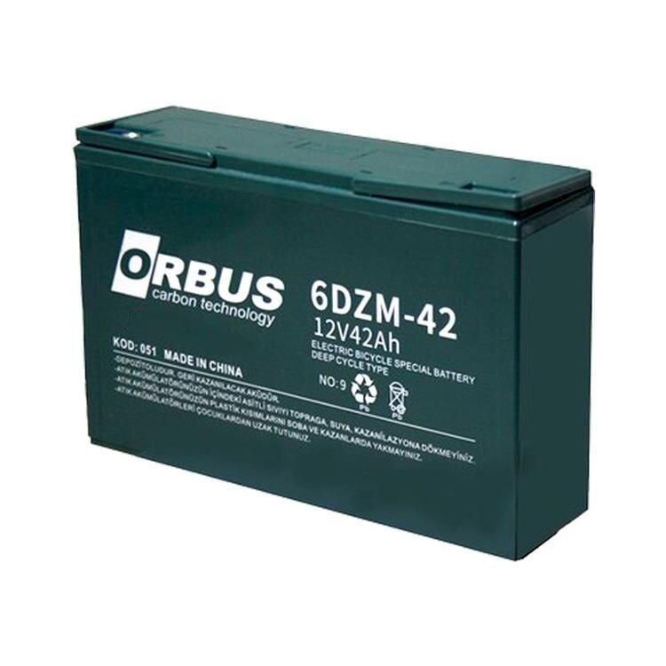 Orbus 12 Volt 42 Amper Elektrikli Bisiklet Aküsü 6DZM-42 (270X77x170 Mm)
