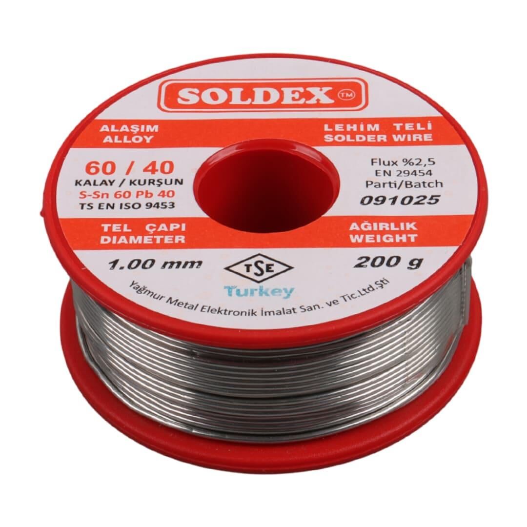Soldex 1.00Mm Kalın 200 Gram Kalın Lehim Teli SN60 PB40