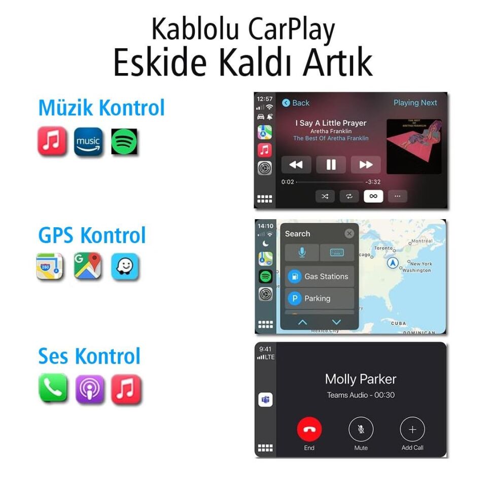 Powermaster PM-24508 Wireless Kablosuz Apple İphone Carplay Ekran Yansıtma (Versiyon 4.0)
