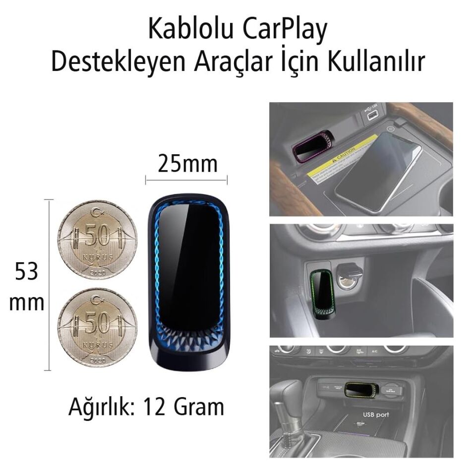 Ayt Powermaster Z1D Araç Ekran Yansıtma Kablosuz Wifi İos Car Play Cep Telefonu Oto Ekran Yansıtma Mirrorlink