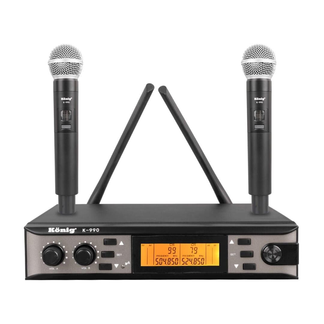 König K-990 UHF 2X100 Kanal 2 El Mikrofon Telsiz Mikrofon Kablosuz Mikrofon