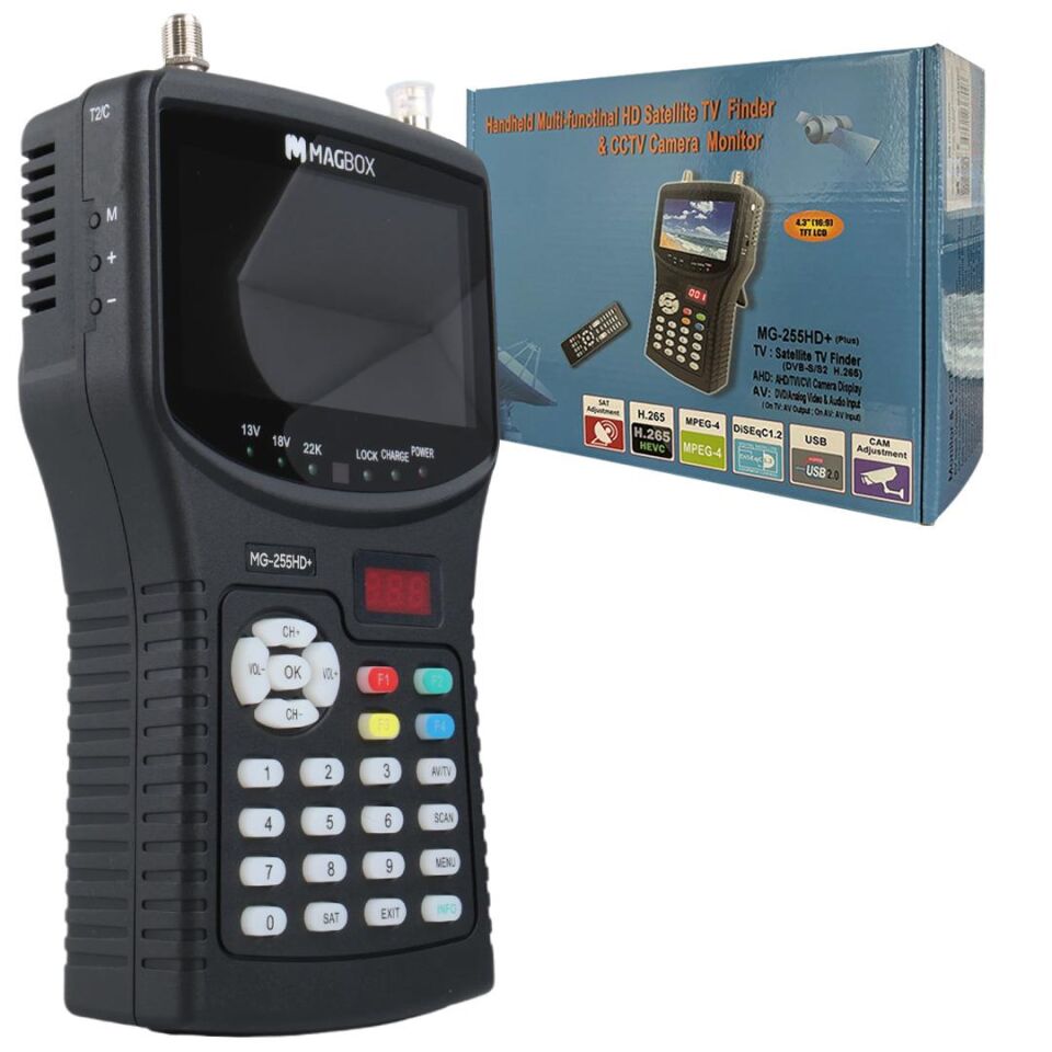 Magbox MG-255HD+ 4.3 İnç Full HD LCD Ekranlı Görüntülü Uydu Yön Bulucu Uzaktan Kumandalı Uydu Ayarlama Türkçe Menü