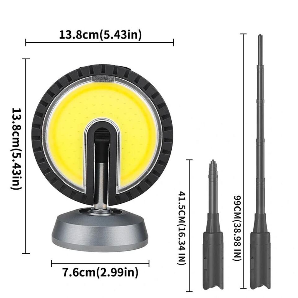 Powermaster Çalışma Lambası 25 Watt Usb Type-c Girişli Cob Led Solar Güneş Enerjili Dönebilen Kamp Aydınlatma Ayaklı