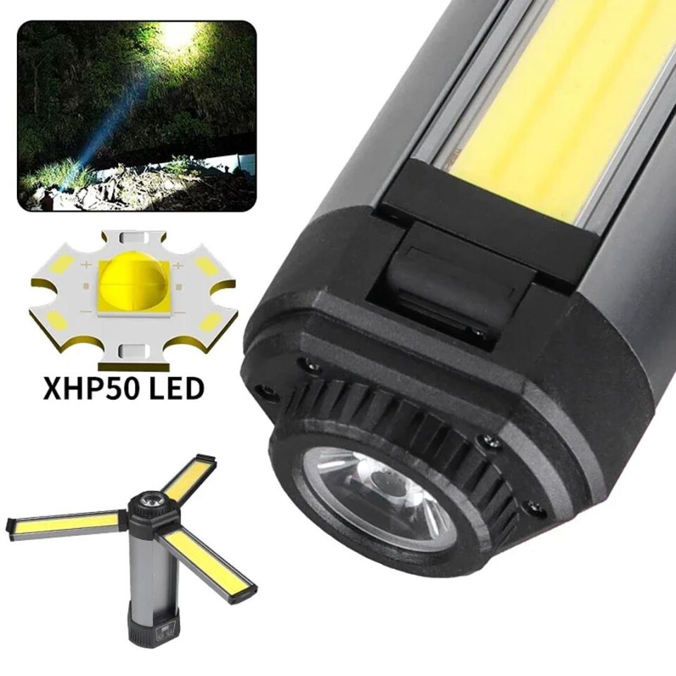 Powermaster Çalışma Lambası 25 Watt 2 Kanatlı Ayaklı Şarjlı Işıldak Kamp Lampası Aydınlatma