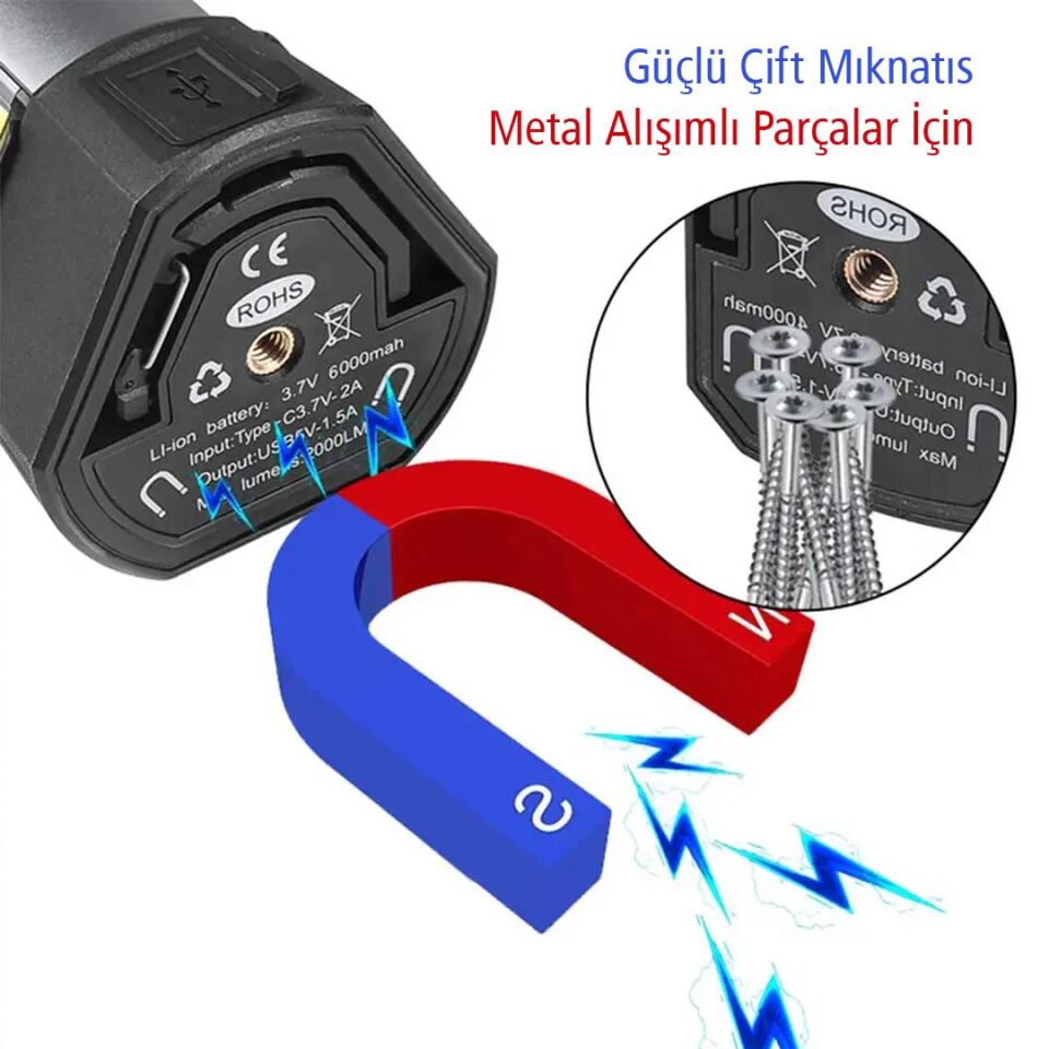 Powermaster Çalışma Lambası 25 Watt 2 Kanatlı Ayaklı Şarjlı Işıldak Kamp Lampası Aydınlatma