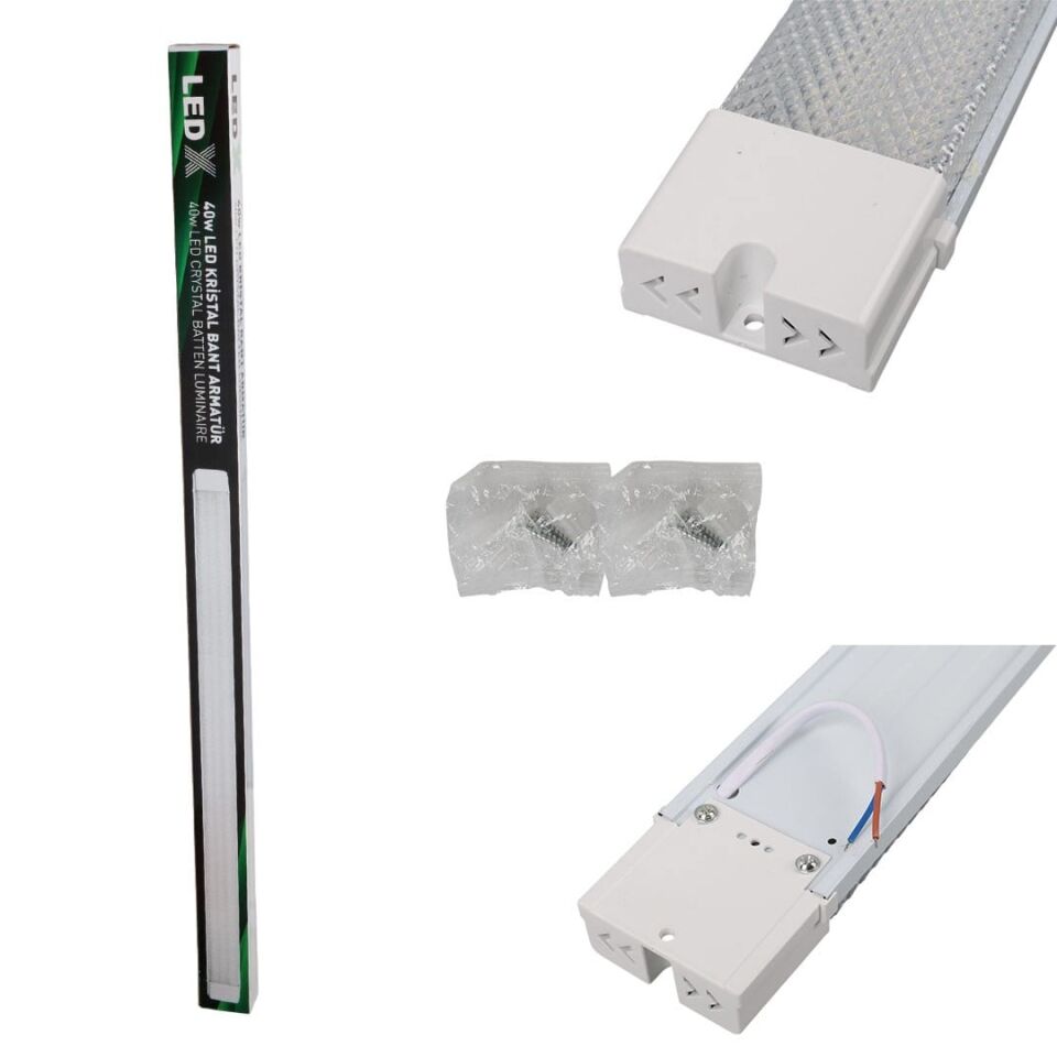 Ledx AL-EXTK40 220 Volt - 40 Watt 6500K 120 Cm Beyaz Led 2'Li Paket Kristal Bant Armatür