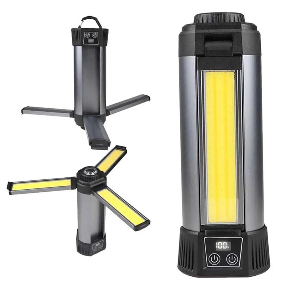 Powermaster Çalışma Lambası 35 Watt 3 Kanatlı Ayaklı Kamp Lambası Işıldak Aydınlatma Askılı