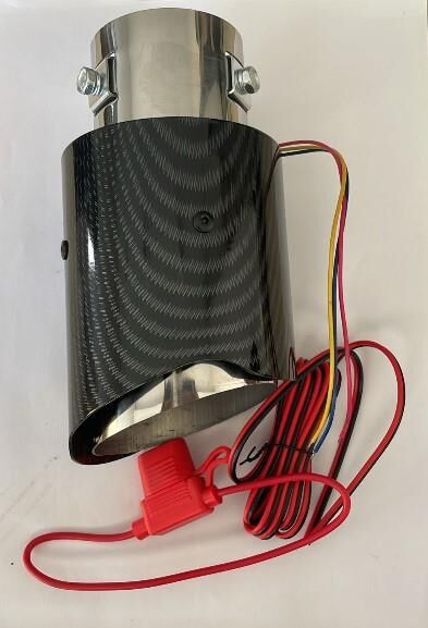 Powermaster PM-20518 Karbon Fiber Görünümlü Işıklı Egzoz Başlığı Modifiye Ucu (Sabit Mavi/Kırmızı LED)