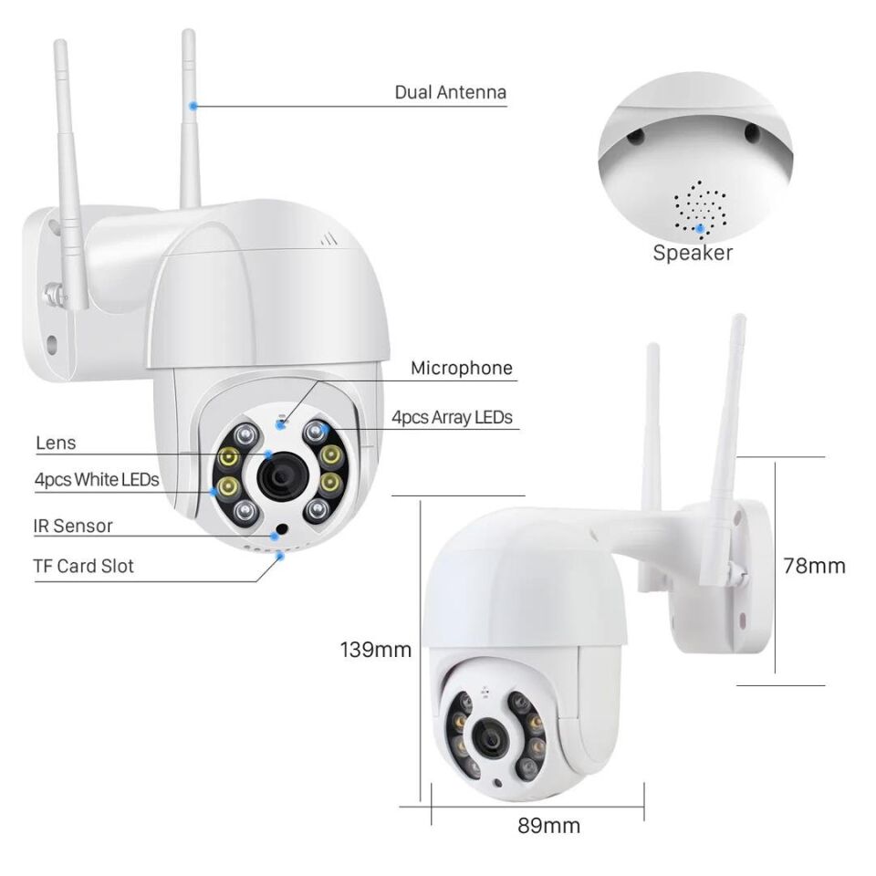 Powermaster Pm-19468 1080P Sese Işığa Duyarlı Su Geçirmez Trailer Kamera İç Ve Dış Mekan İp Wifi Güvenlik Kamerası