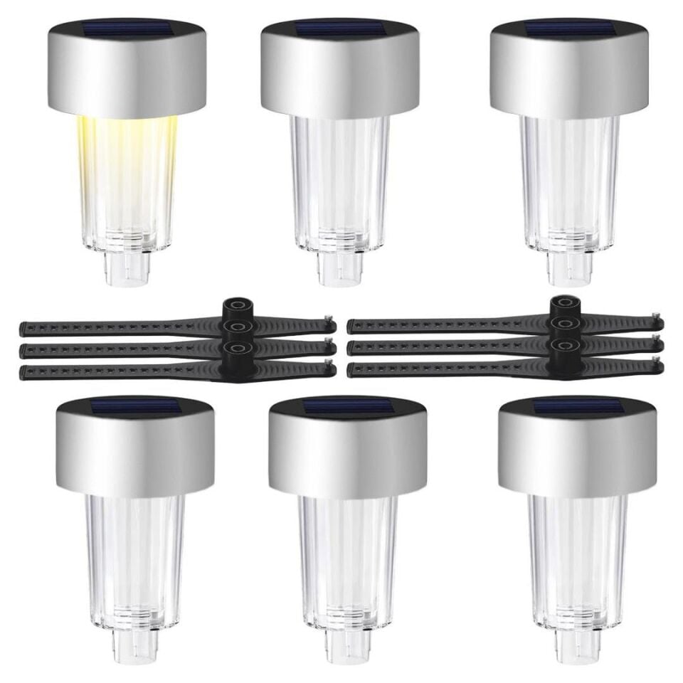 Powermaster PM-26961 Metal Gövdeli Dc 5V Gün Işığı Solar Güneş Enerjili Balkon Havuz Bahçe Lambası 6'lı Paket