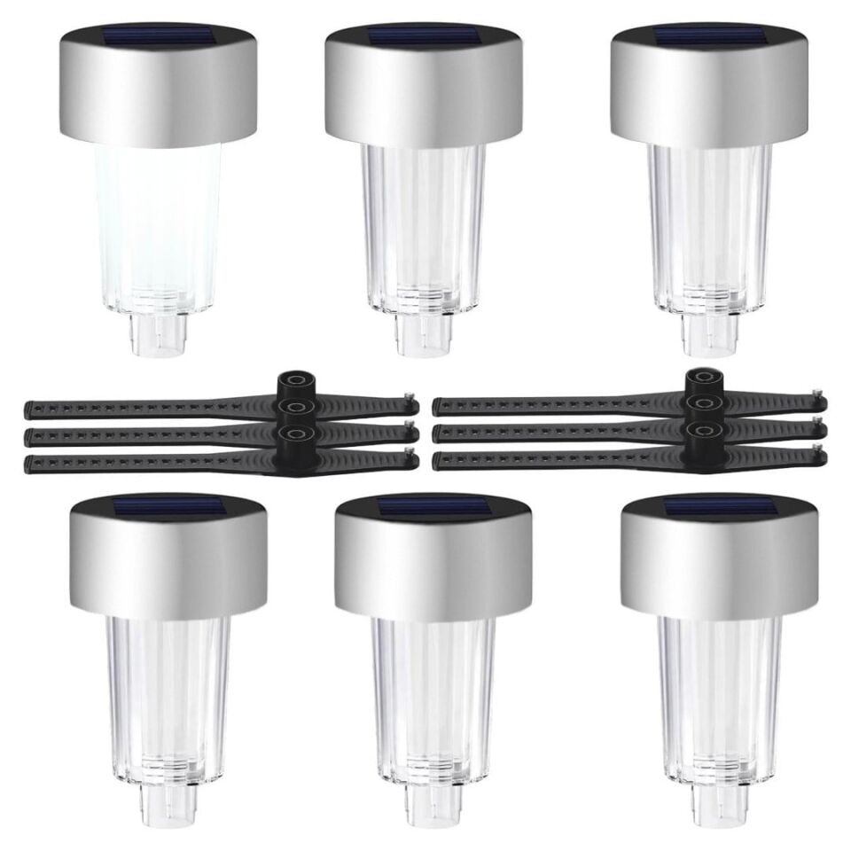 Powermaster PM-26961 Metal Gövdeli Dc 5V Gün Işığı Solar Güneş Enerjili Balkon Havuz Bahçe Lambası 6'lı Paket