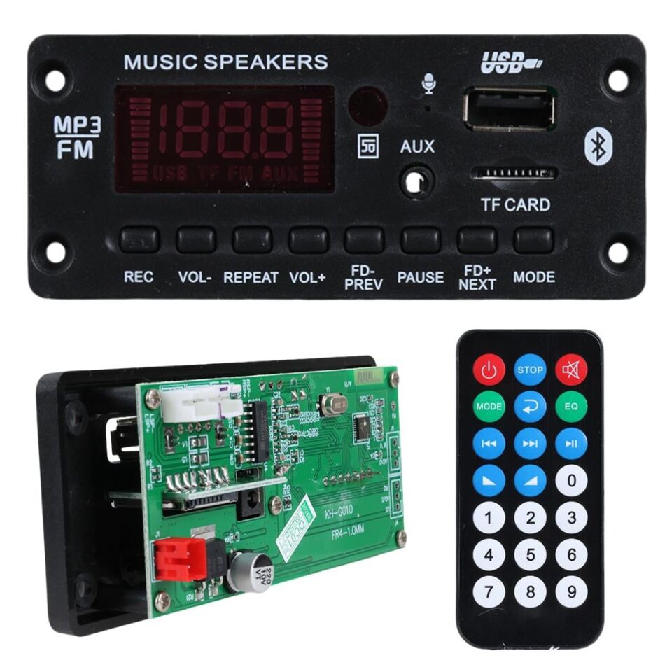 Ayt Magicvoice G010 Usb Sd Kart Bluetooth Oto Teyp Çevirici Kumandalı 2x25W Anfi Çıkışlı Dijital Player Board