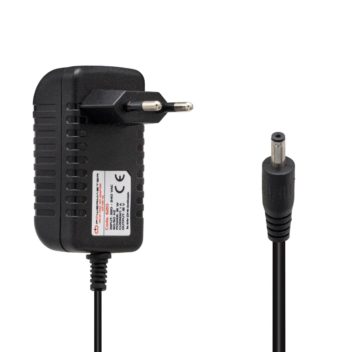 Ayt Powermaster 18 Volt 1 Amper Plastik Kasa Priz Tip Adaptör 3.5x1.35 Uç 18V 1A