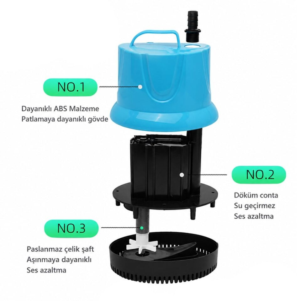 Powermaster PM-37799 5800L/H 125W Dalgıç Akvaryum Sessiz Su Pompası