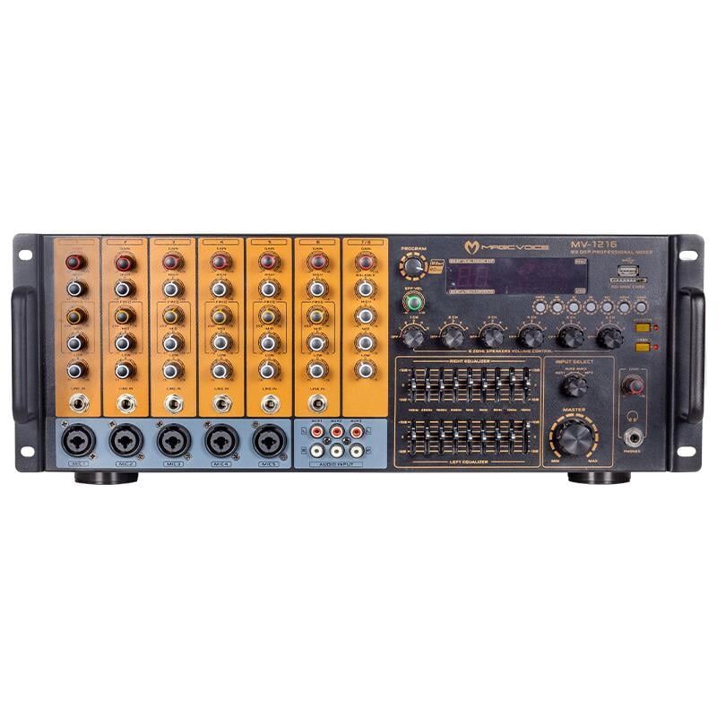 Magicvoice Mv-1216 6 Kanal 300W Rms Max 2400W Trafolu Anfi Mixer Stüdyo Tipi Okul Cami Konferans Salonu Amfisi