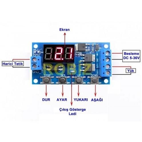 ZAMANLAYICI DUAL MOSFET MODUL  TIMER MODUL