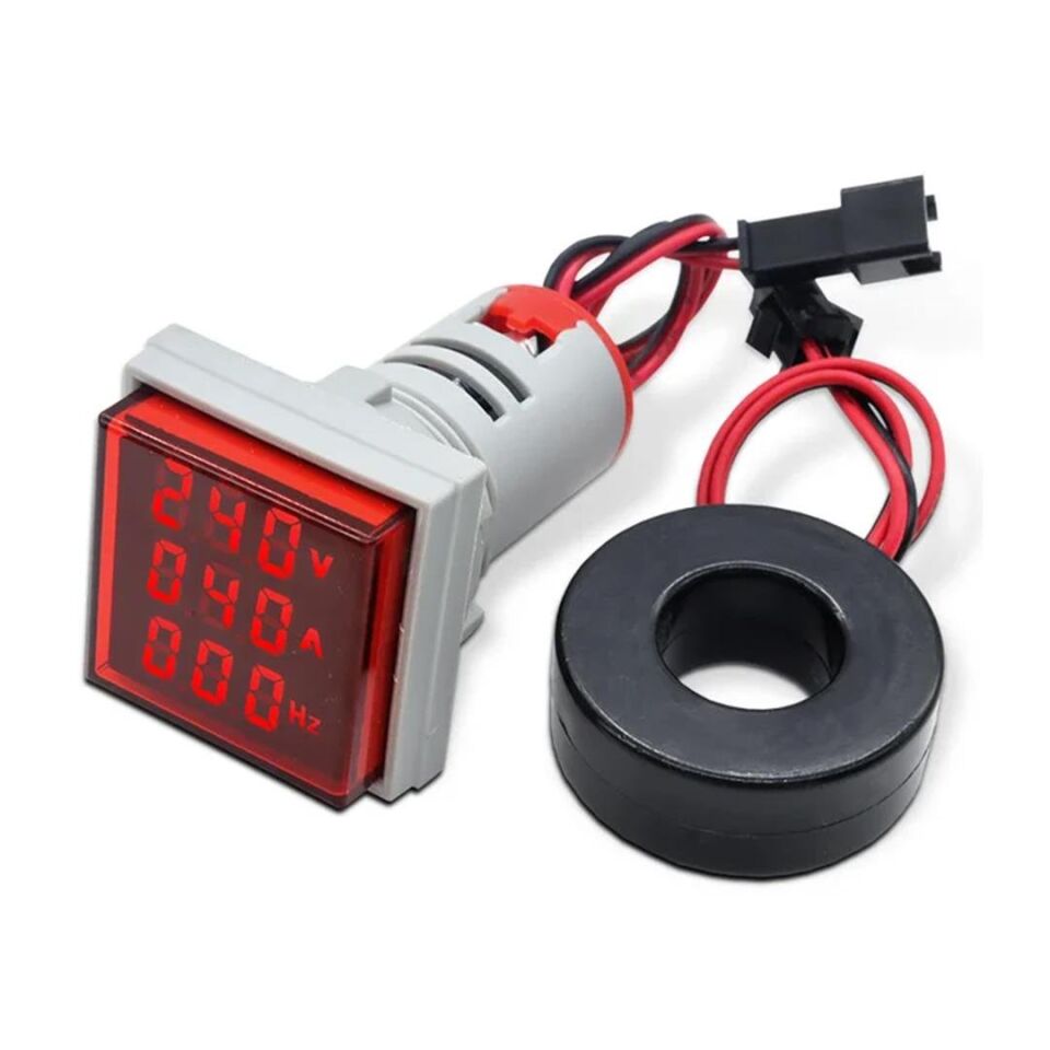 Ayt Powermaster Voltampermetre Ölçüm Aleti 50-500V 0-100A Ac Kare Kırmızı AD22-22VAS