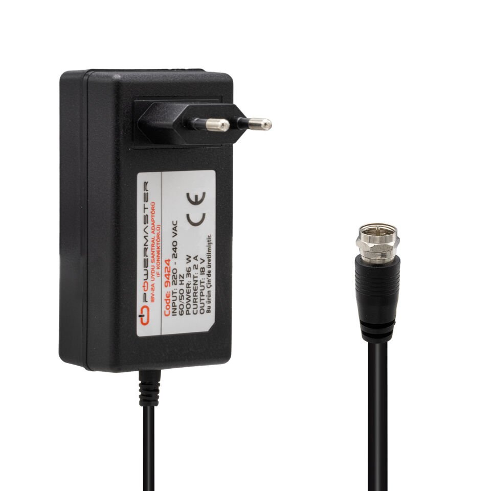 Ayt Powermaster F Konnektörlü 18 Volt 2 Amper Uydu Santral Adaptörü