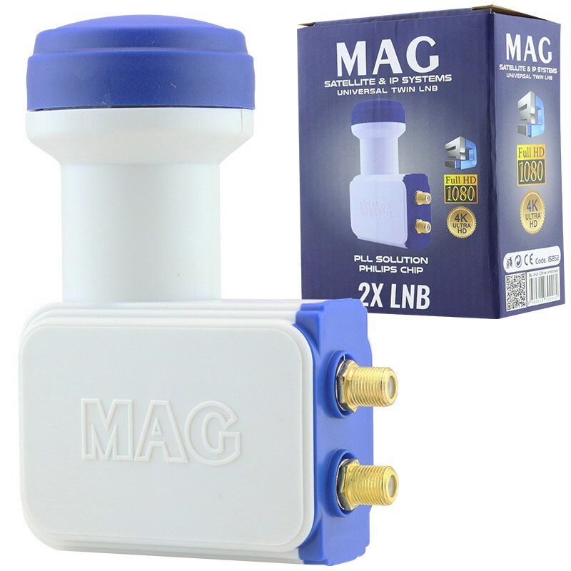 MAG Çiftli Lnb Altın Uçlu 0.1 Db 2 Li 4K 3D Destekli Çanak Anten Lnbsi